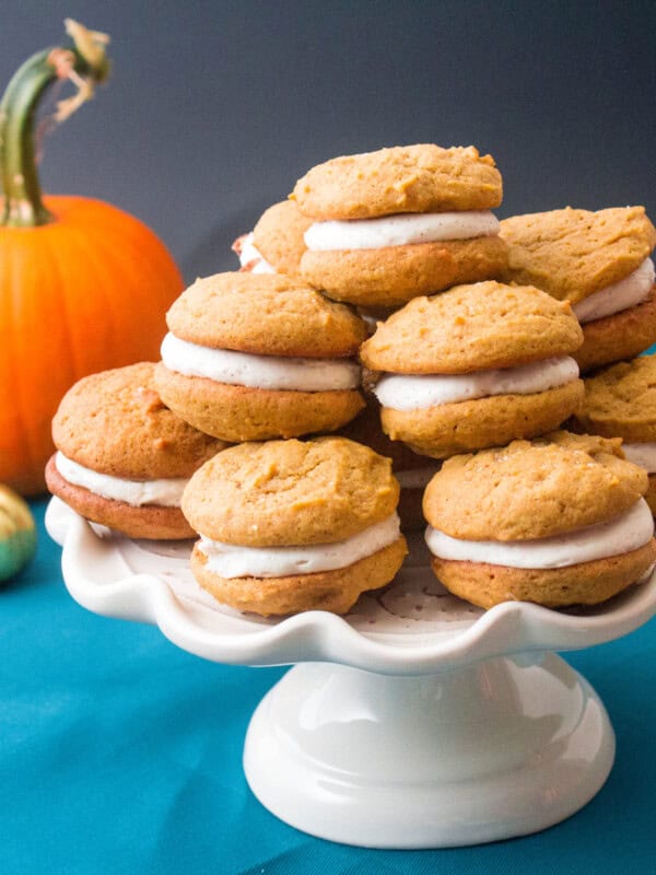 Pumpkin Spice Whoopie Pies with Bourbon Cream