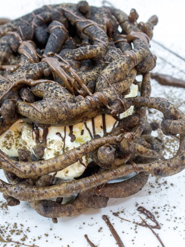 Chocolate Funnel Cake Ice Cream Sandwich