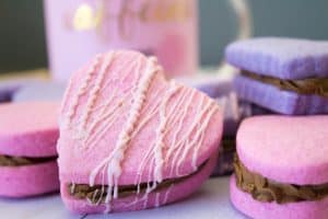 Valentine Heart Sandwich Cookies with Fudge Filling