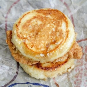 Overhead view of a copycat McDonald's McGriddle