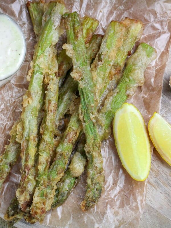 Crispy Fried Asparagus Spears with Garlic Aioli (Burgerville Copycat)