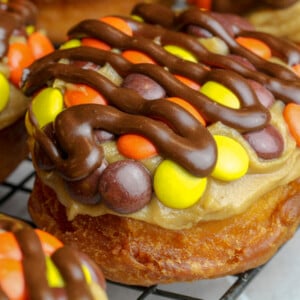 Easy Biscuit Dough Peanut Butter Chocolate Donuts