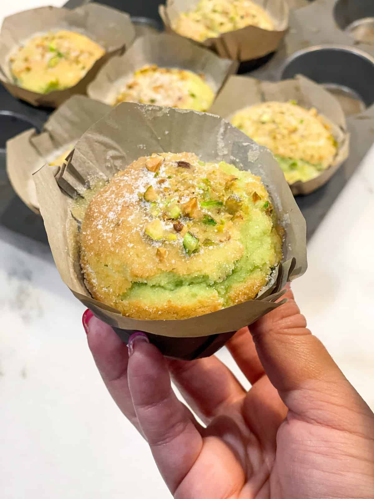 bakery style pistachio muffins