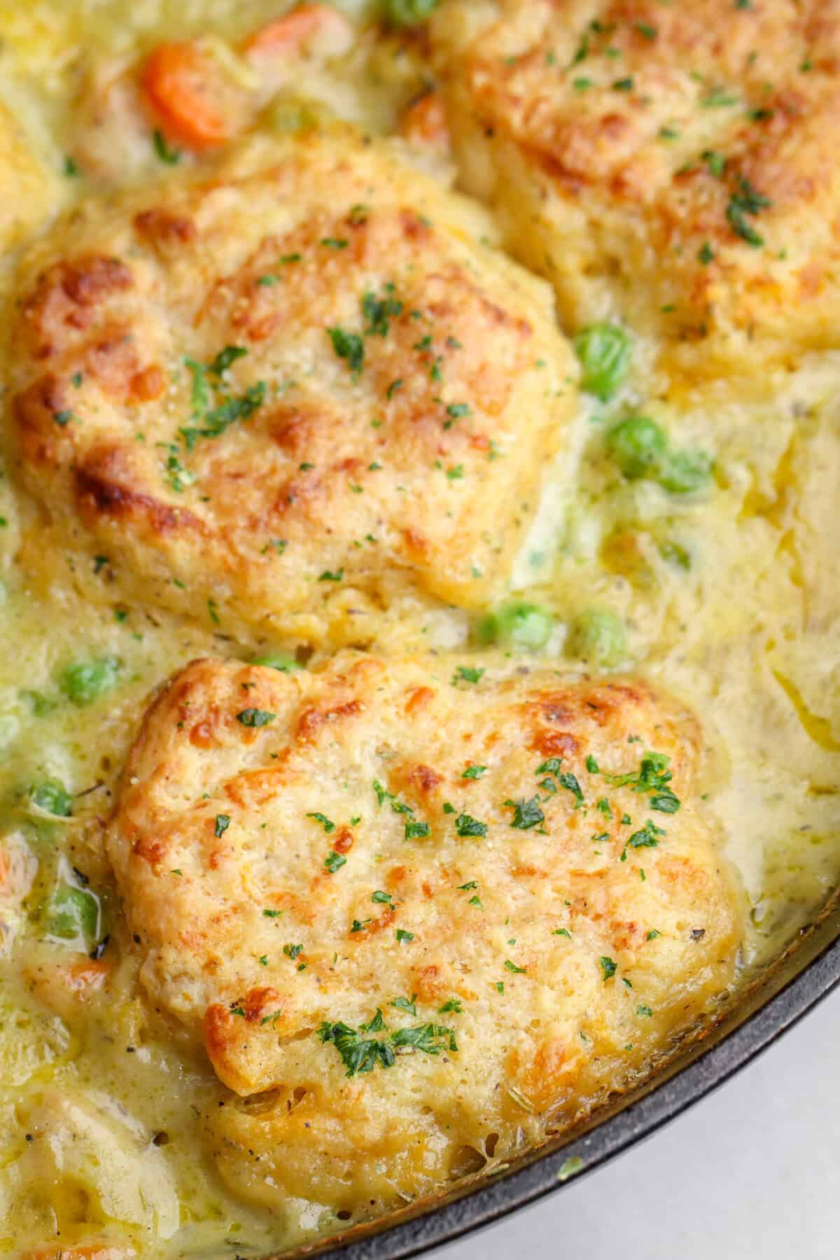 Chicken Pot Pie with Cheddar Bay Biscuits - Bad Batch Baking