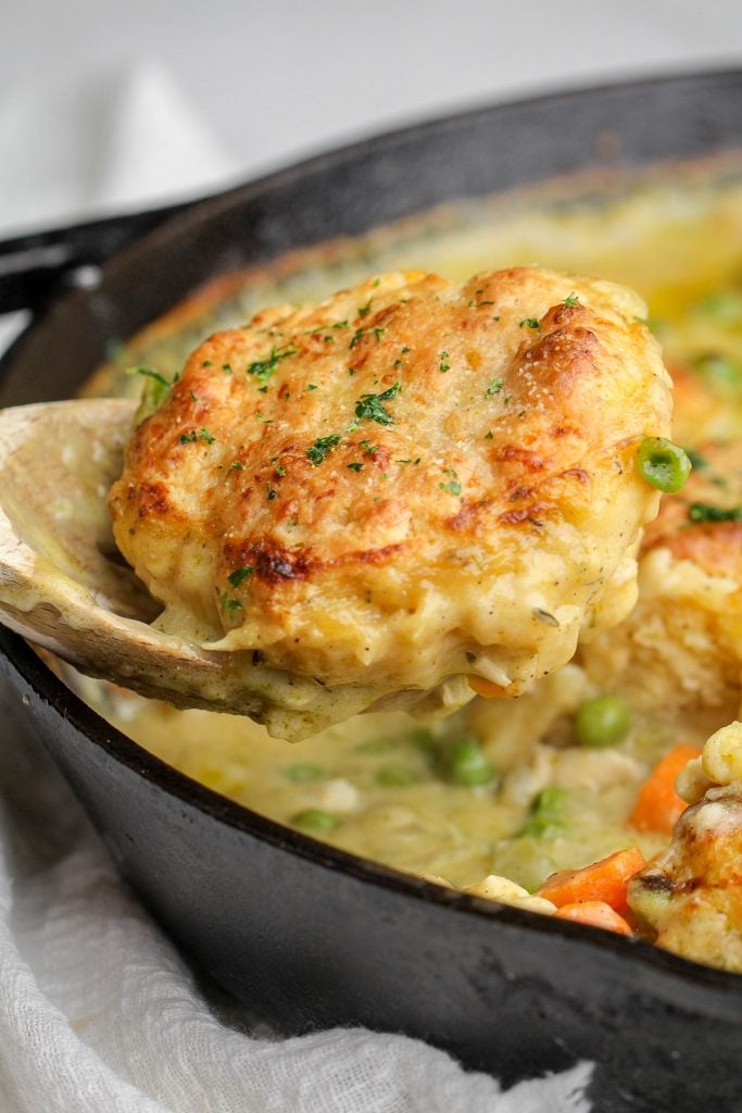 Chicken Pot Pie with Cheddar Bay Biscuits