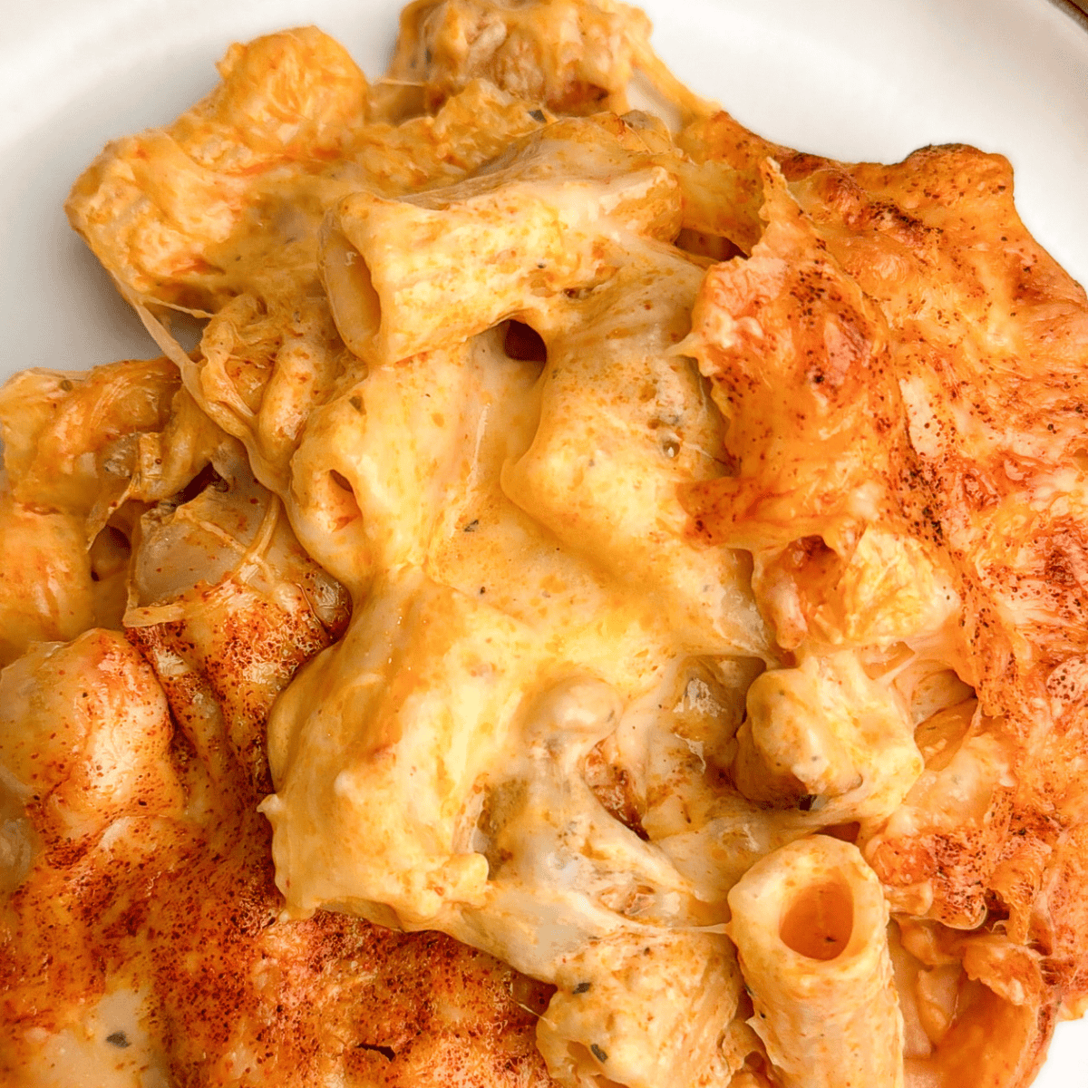 buffalo chicken mac and cheese on a plate