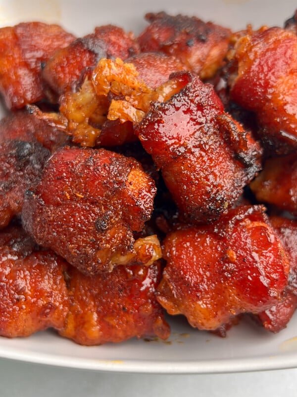 Bacon wrapped chicken bites