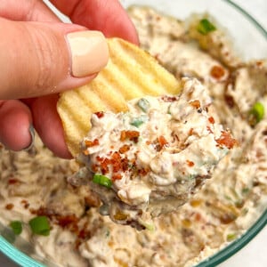 Caramelized onion and bacon dip