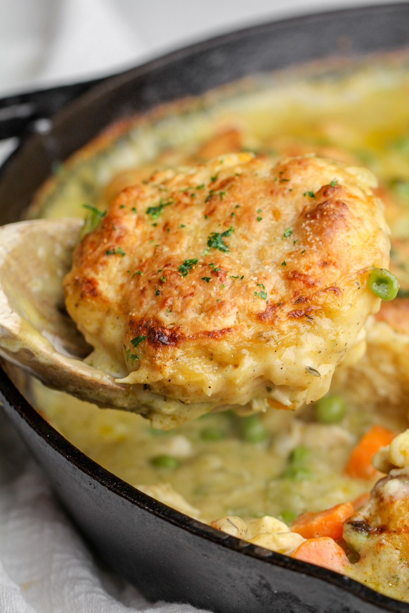 pot pie with cheddar bay biscuits