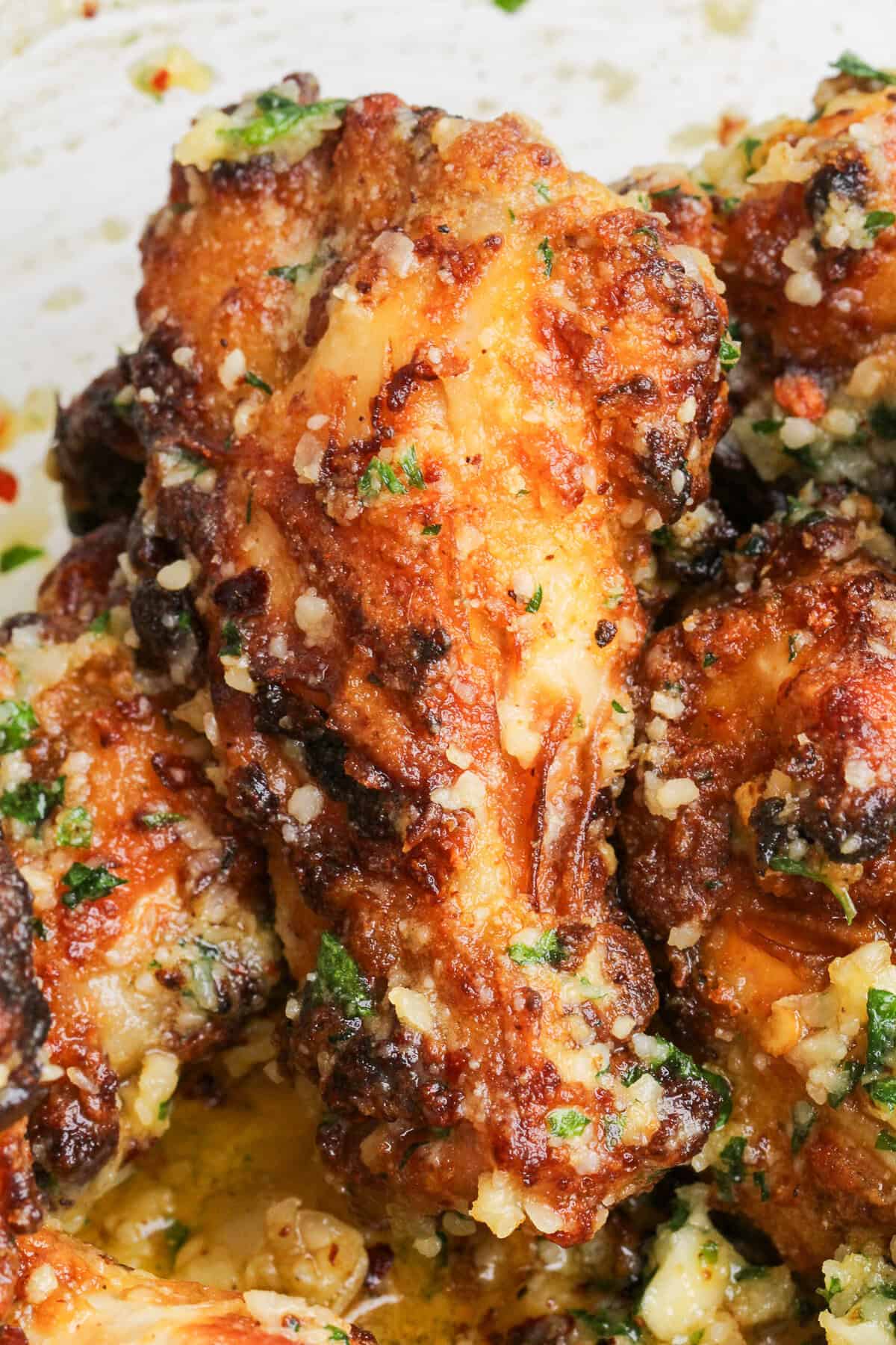 Garlic Parmesan Crispy Air Fried Chicken Wings - Bad Batch Baking