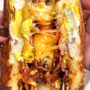 Egg-in-a-hole breakfast sandwich