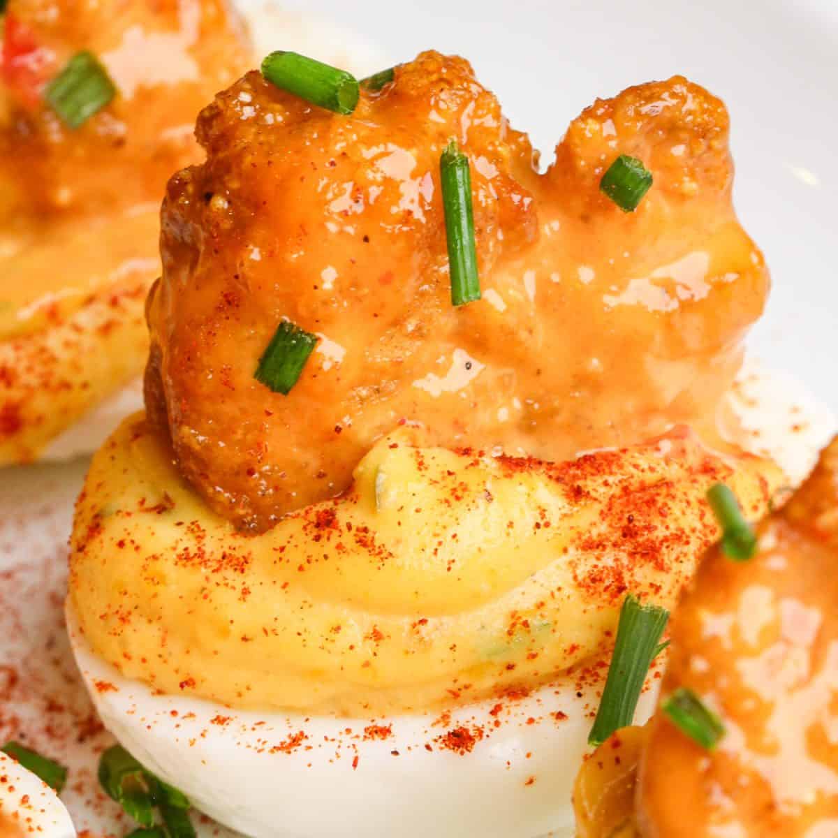 Cajun Shrimp Deviled Eggs - I Am Homesteader