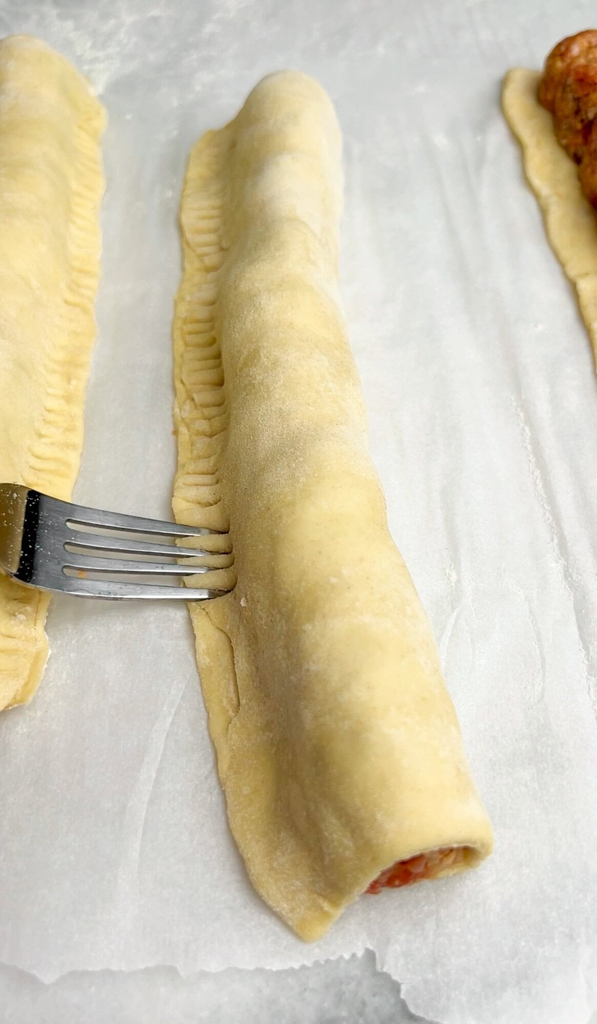 crimp puff pastry edges closed
