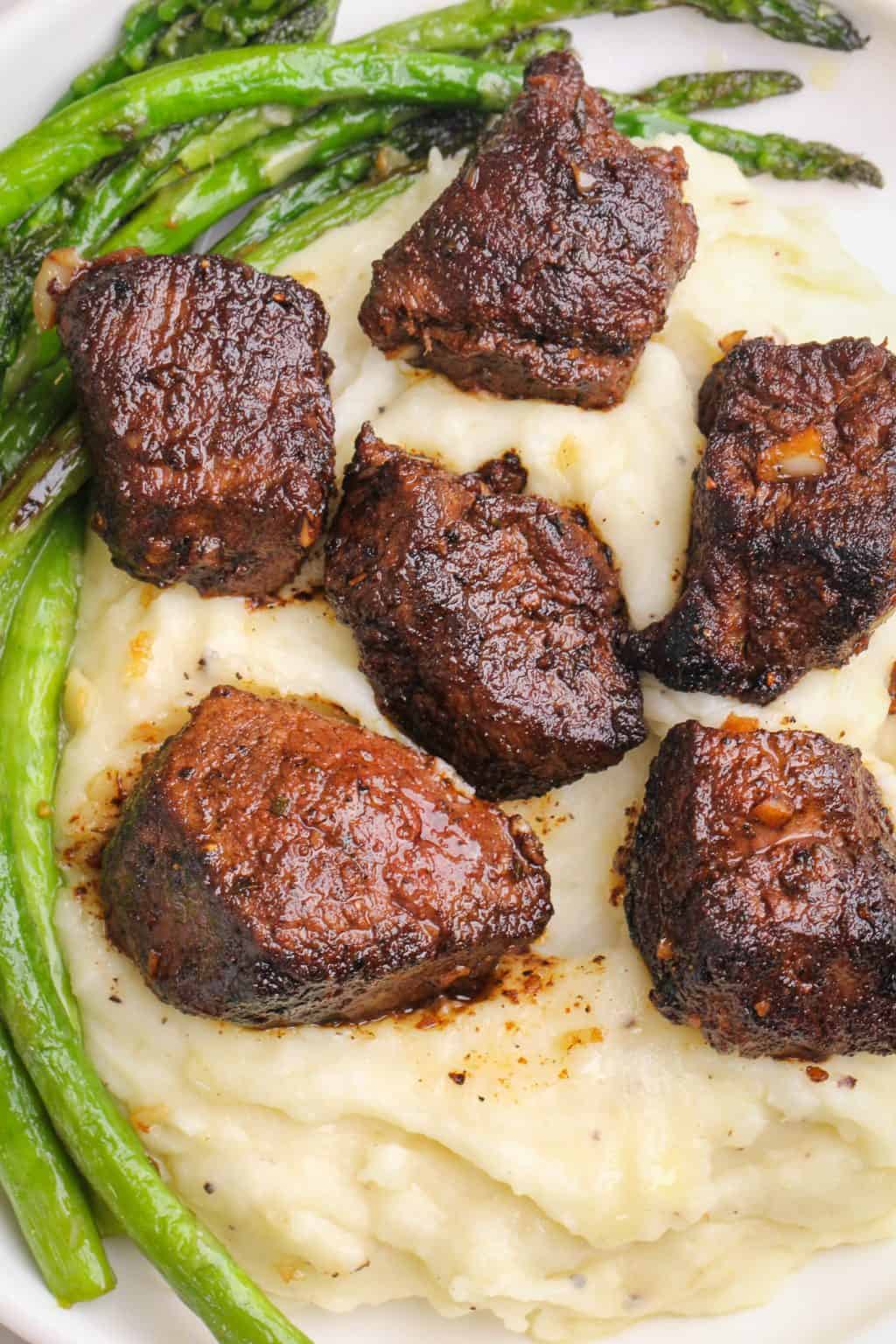 Garlic Butter Steak Bites With Parmesan Cream Sauce - Bad Batch Baking