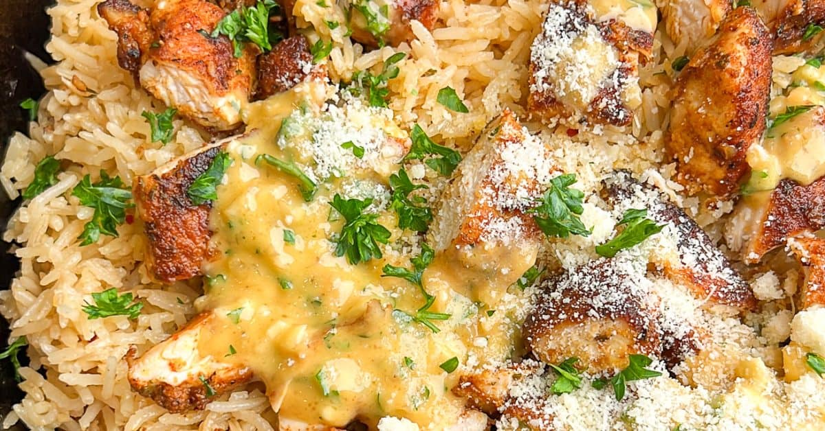 One Pan Garlic Parmesan Chicken And Rice Bad Batch Baking Restaurant Copycat Recipes