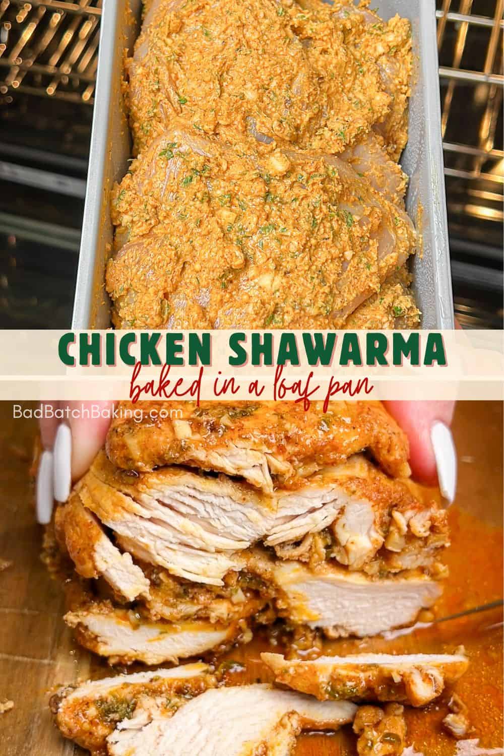 chicken shawarma in a loaf pan