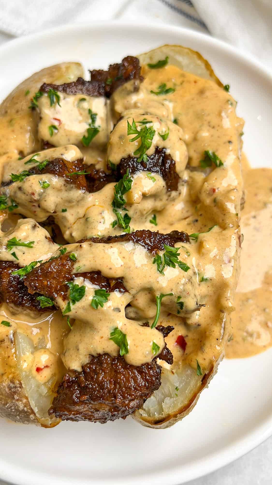 loaded baked potatoes with steak