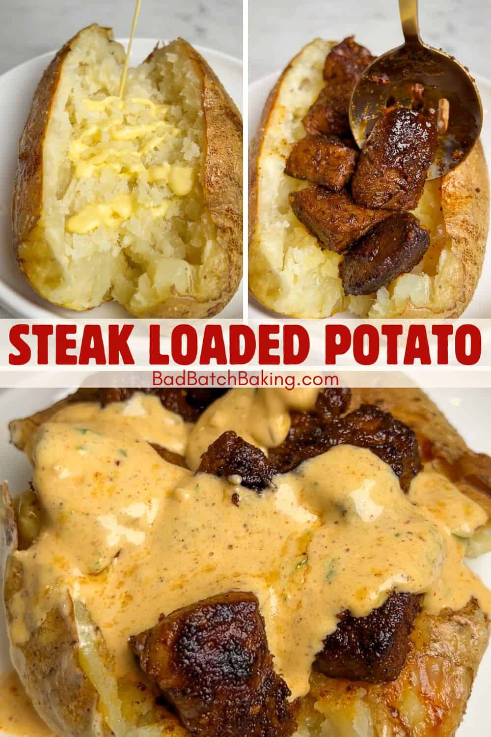 loaded baked potatoes with steak