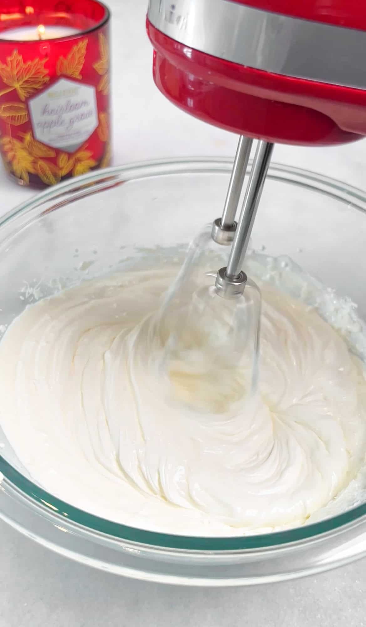 whipped cream cheese in a bowl