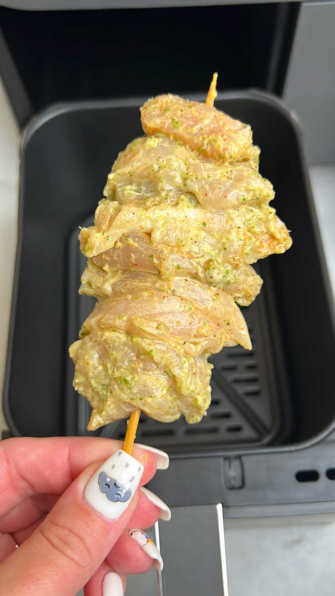 chicken skewers in an air fryer