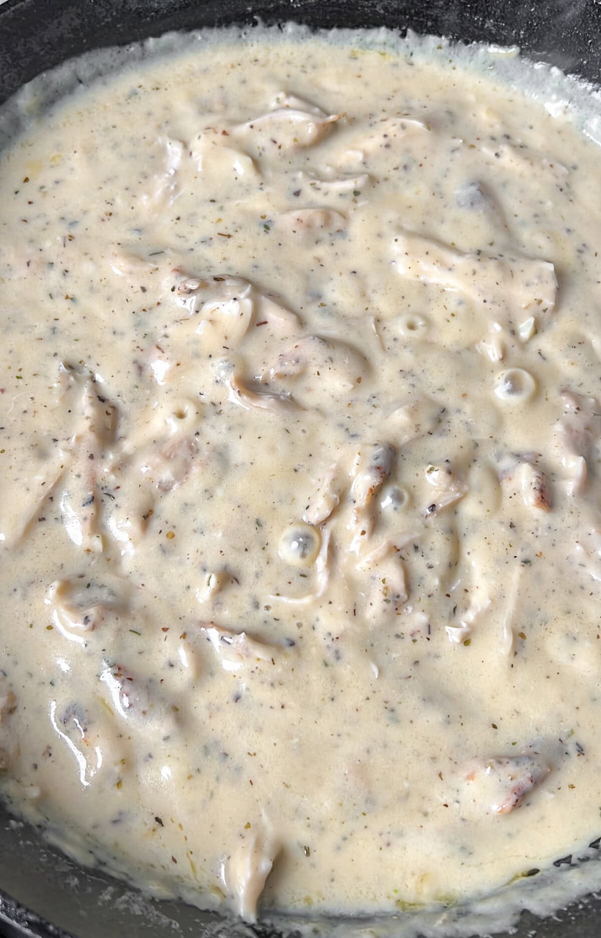 ranch gravy in a pan