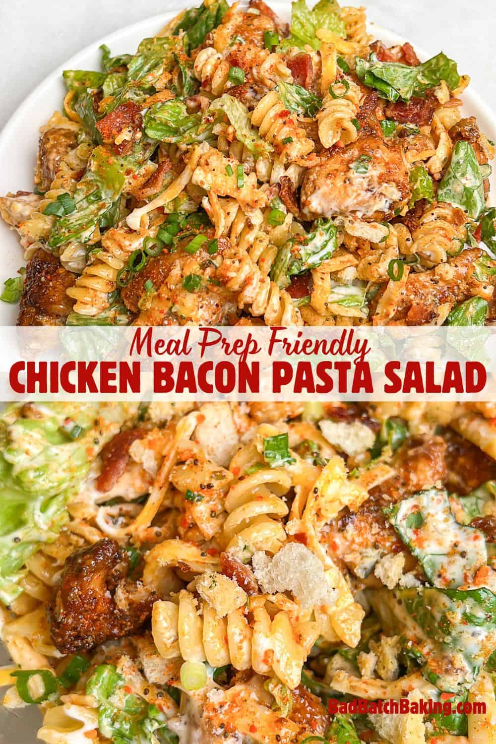 chicken bacon ranch pasta salad meal prep