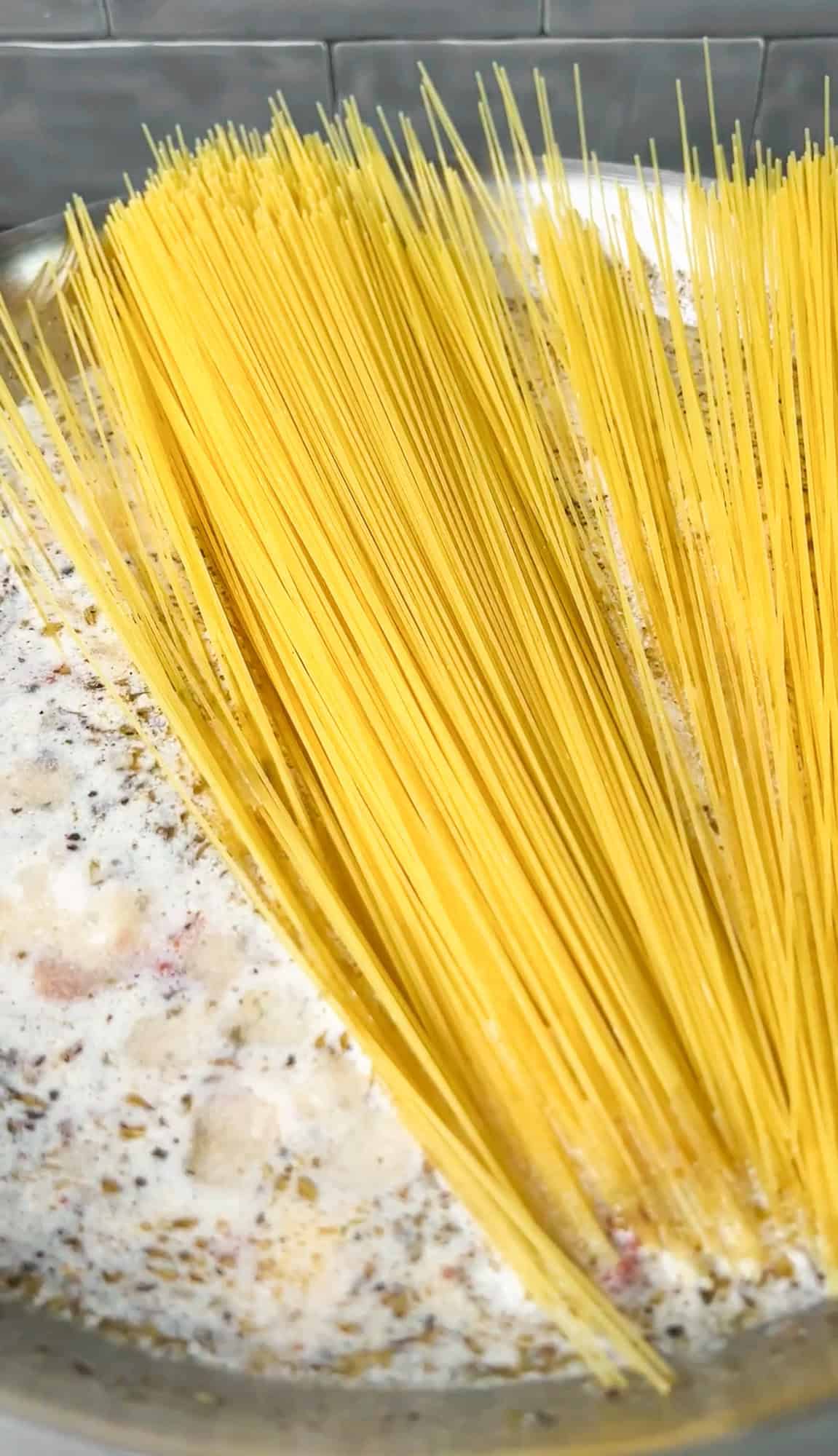 sundried tomato pasta in a pan