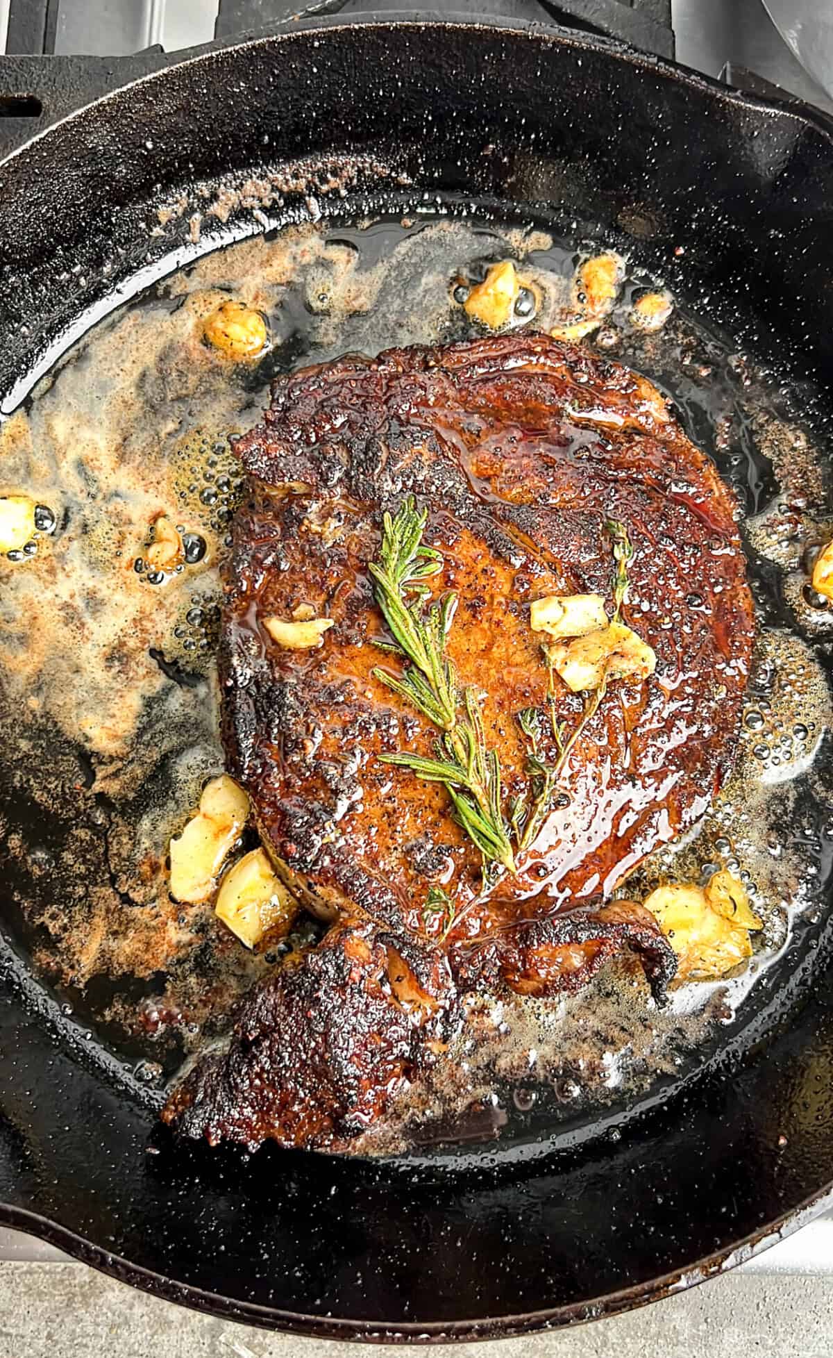 cast iron steak in a pan