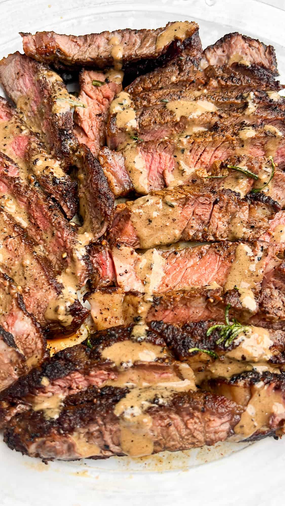 sliced steak on a plate