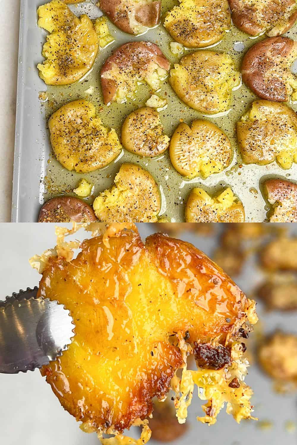 smashed potatoes before and after