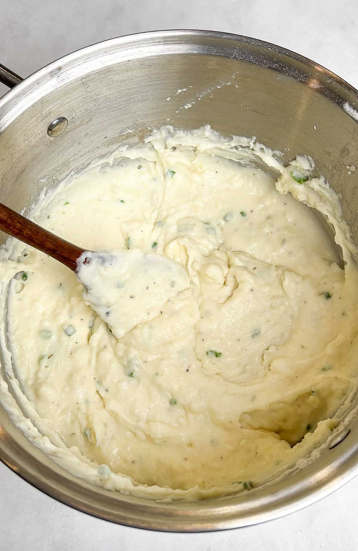 whipped mashed potatoes in a pot