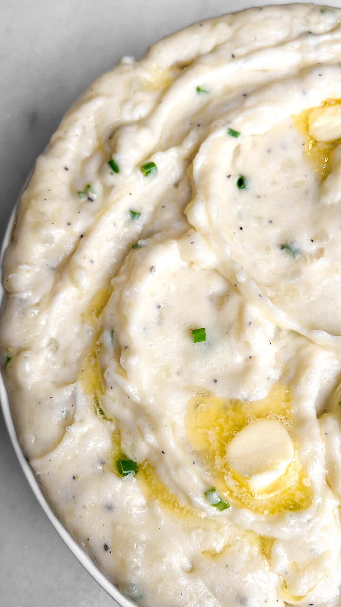 up close view of whipped mashed potatoes