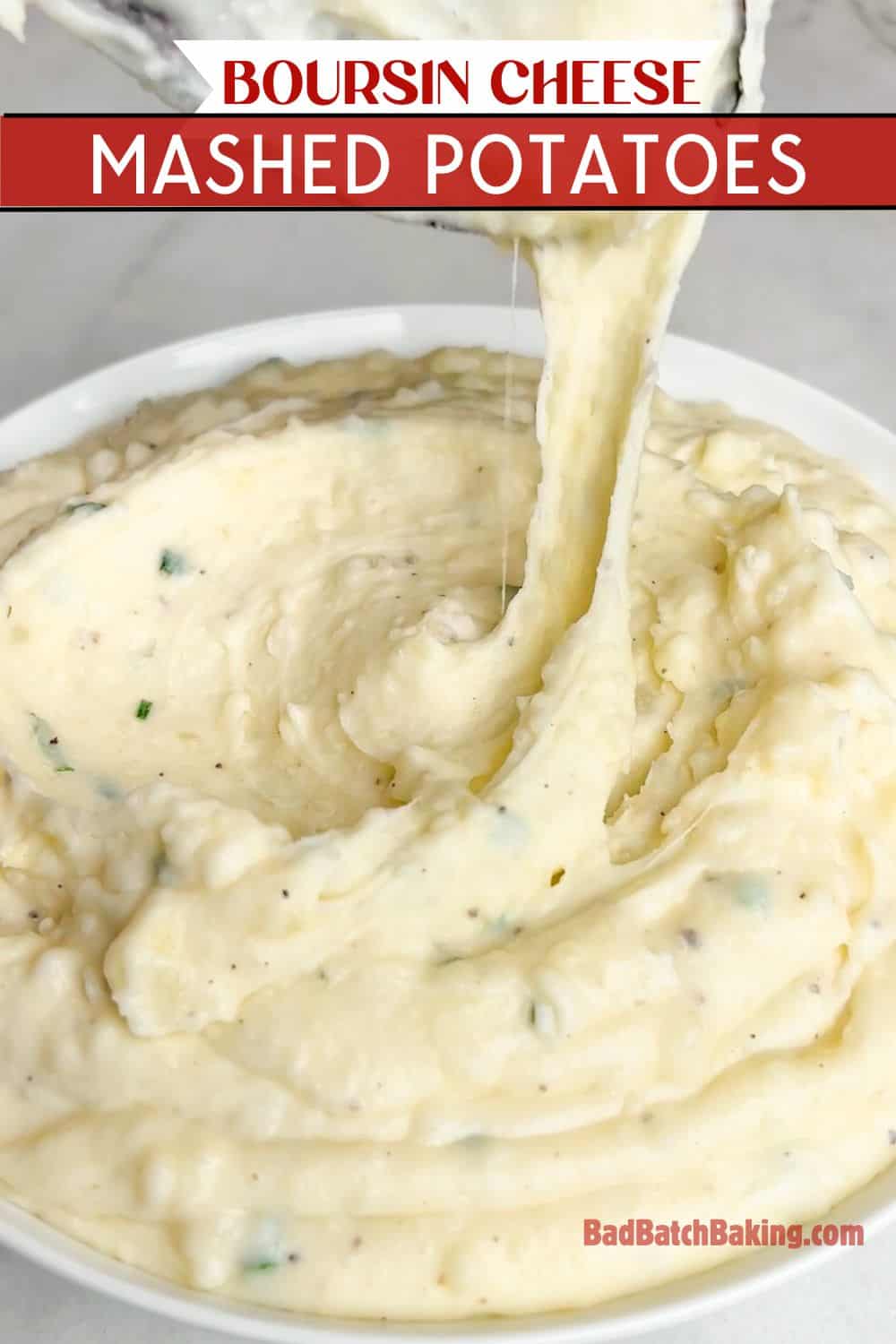 cheesy boursin mashed potatoes in a bowl