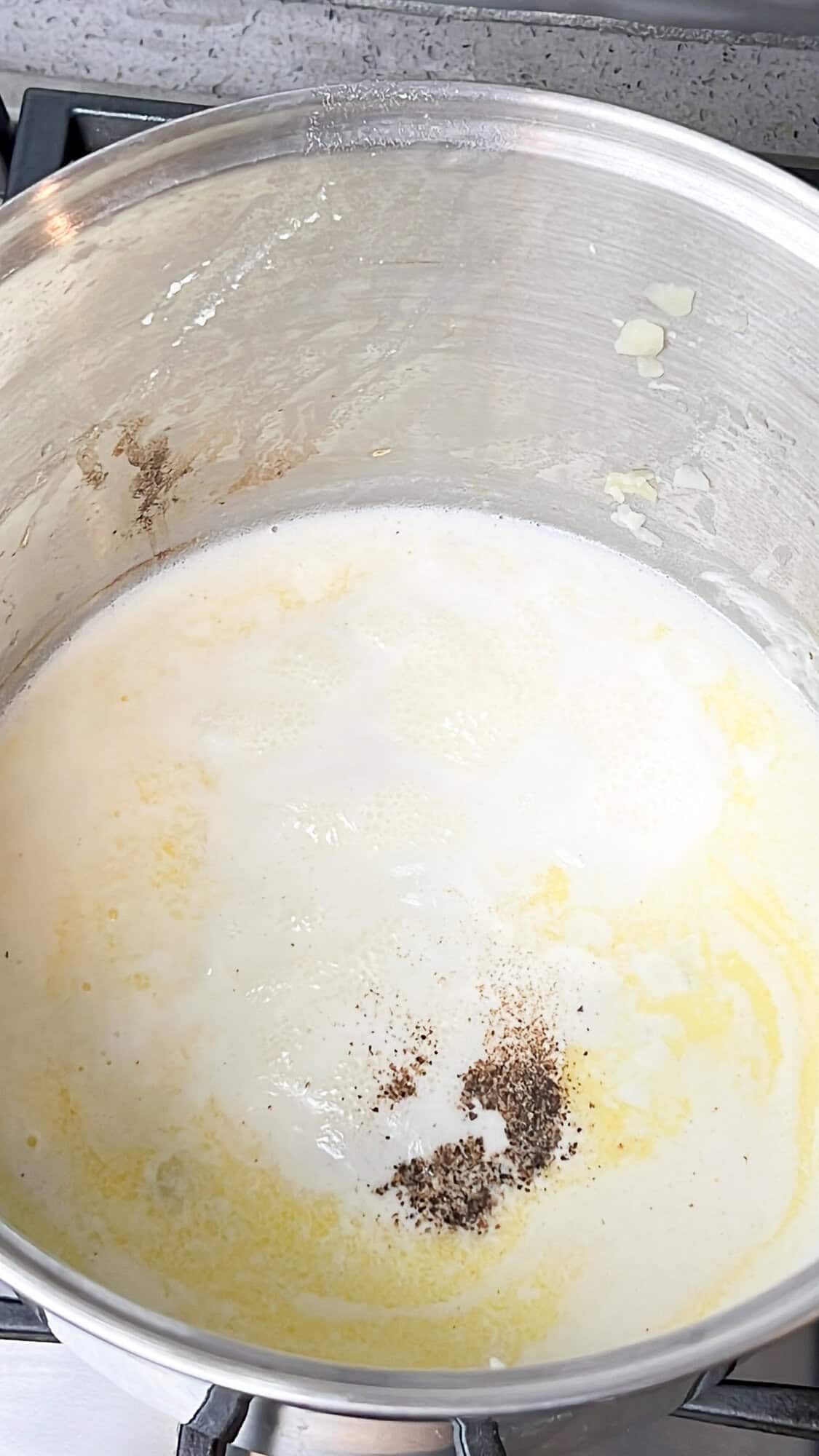 cream in a pot simmering