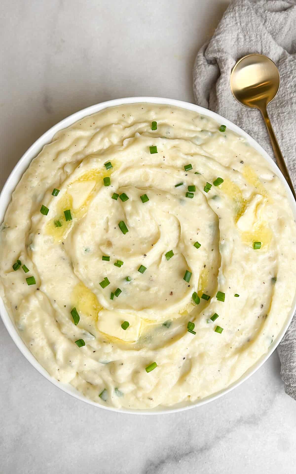 a bowl of whipped mashed potatoes