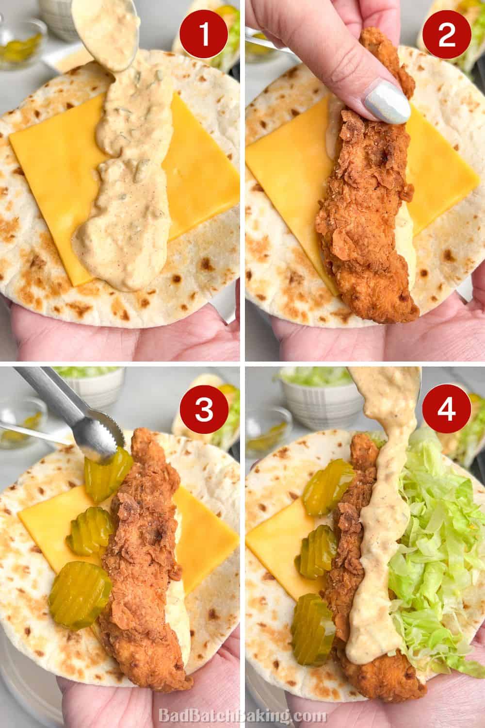 how to assemble a big mac taco step by step