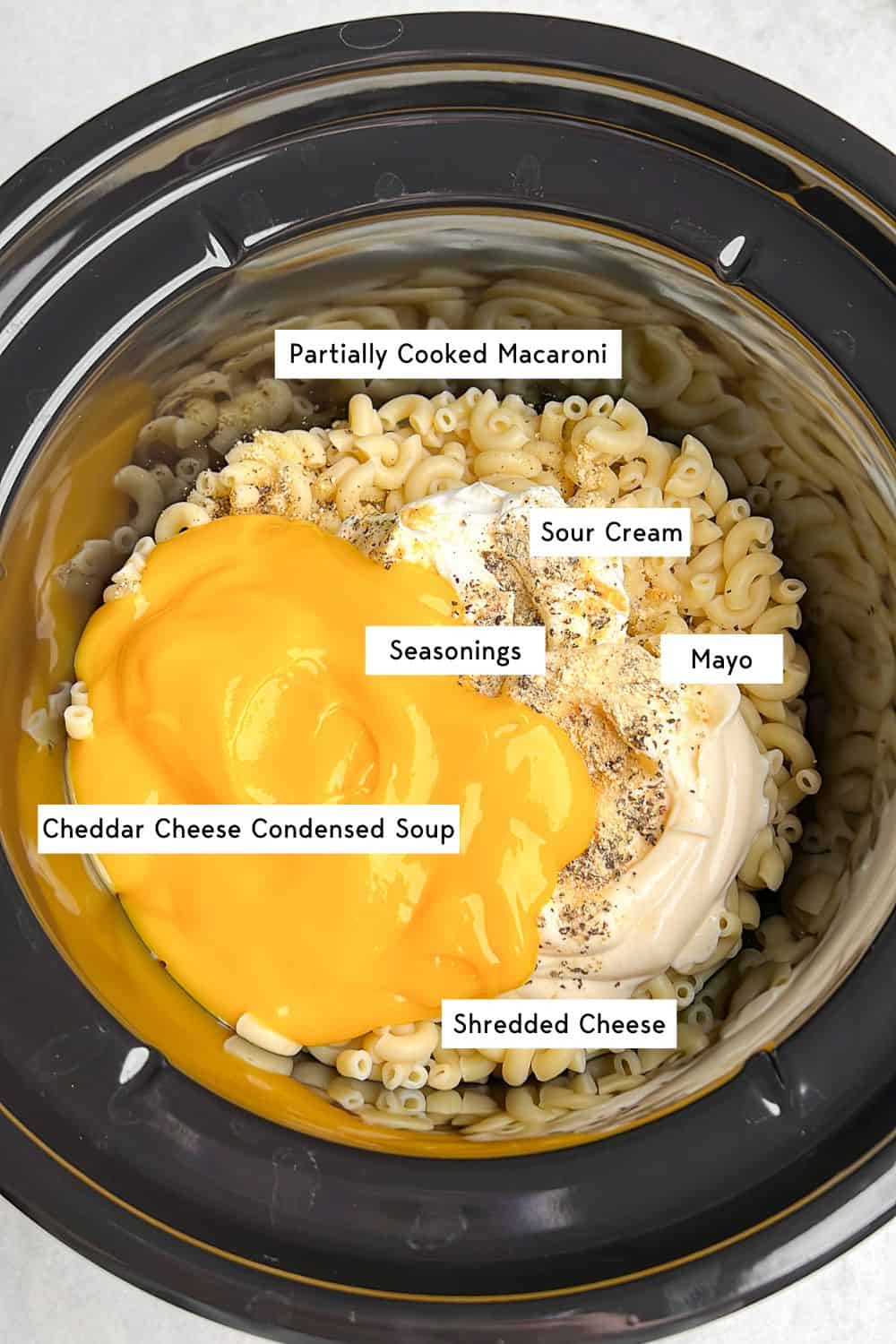 ingredients needed for creamy slow cooker mac and cheese