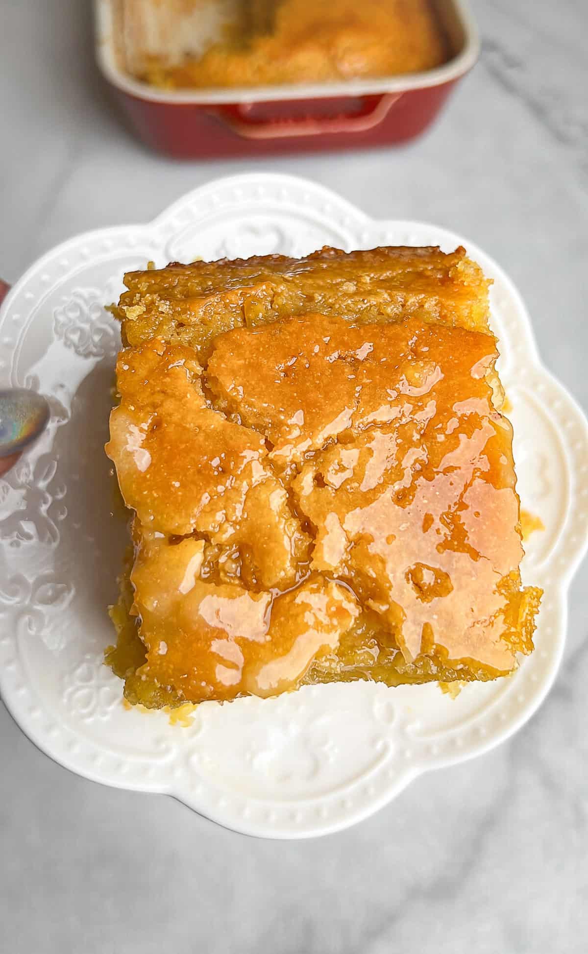 honey butter cornbread on a plate