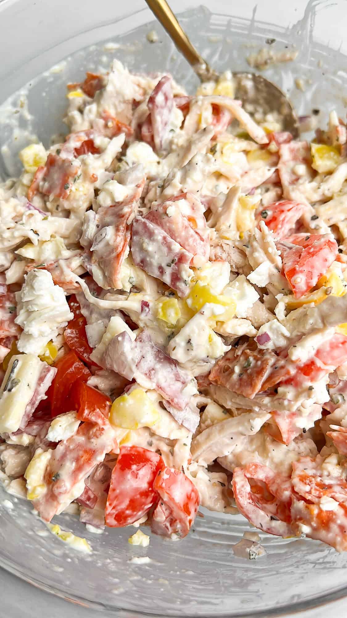 Italian Grinder Chicken Salad in a bowl