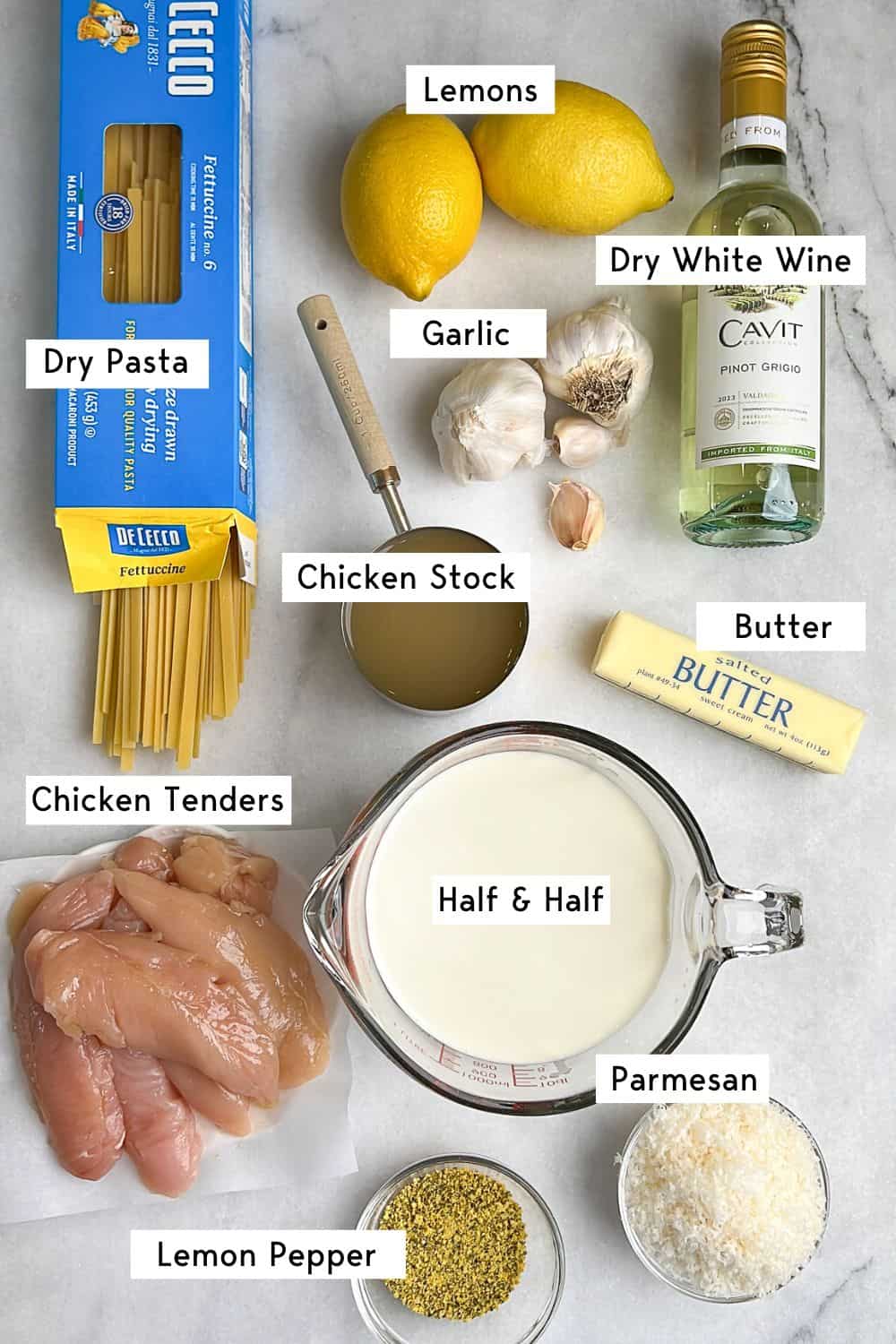 ingredients needed to make lemon pepper chicken alfredo