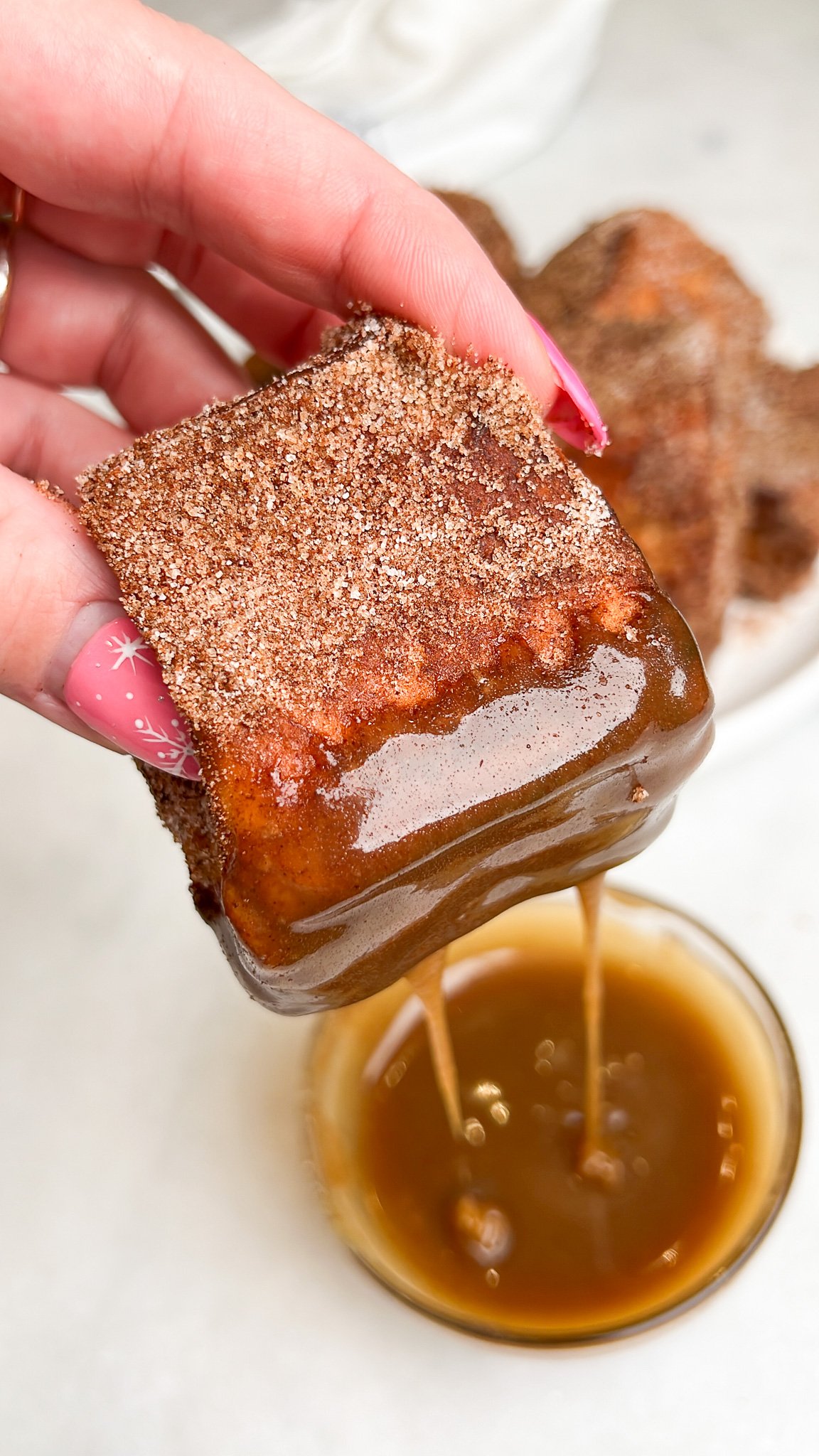 french toast dunked in caramel