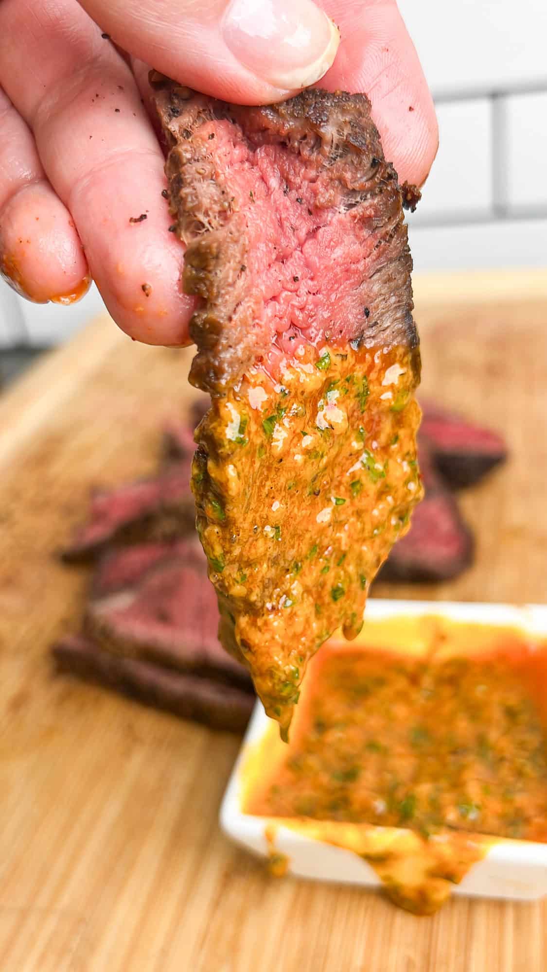 steak dipping in cowboy butter