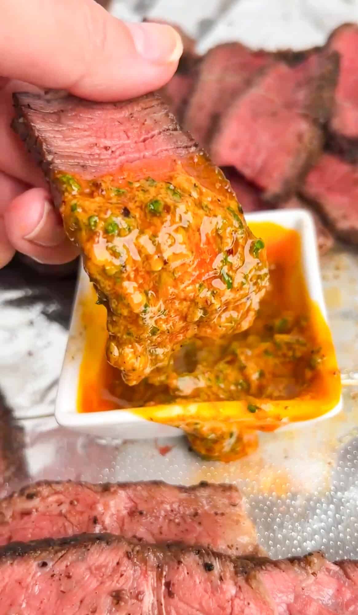 steak dipping into cowboy butter