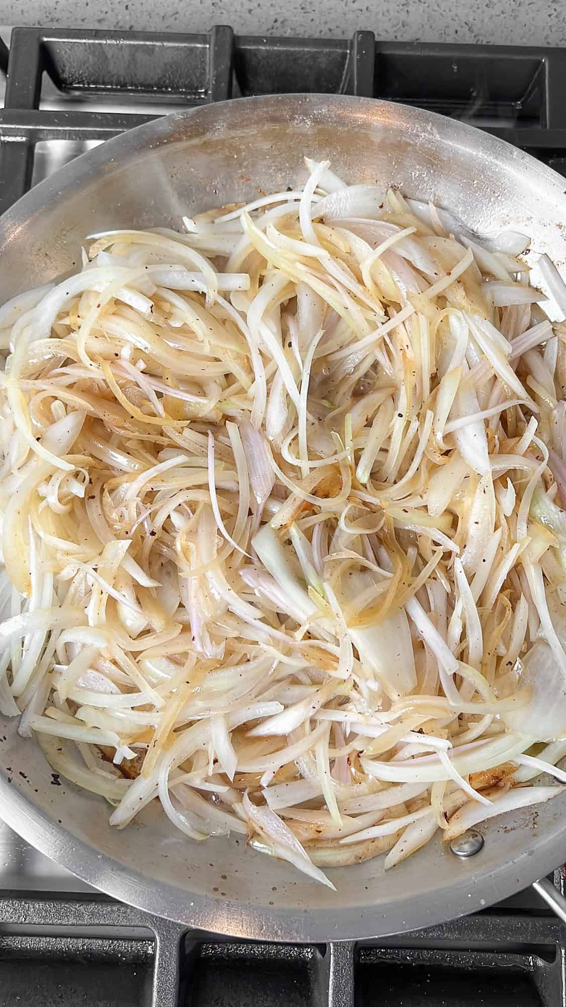 onions cooking in the pan