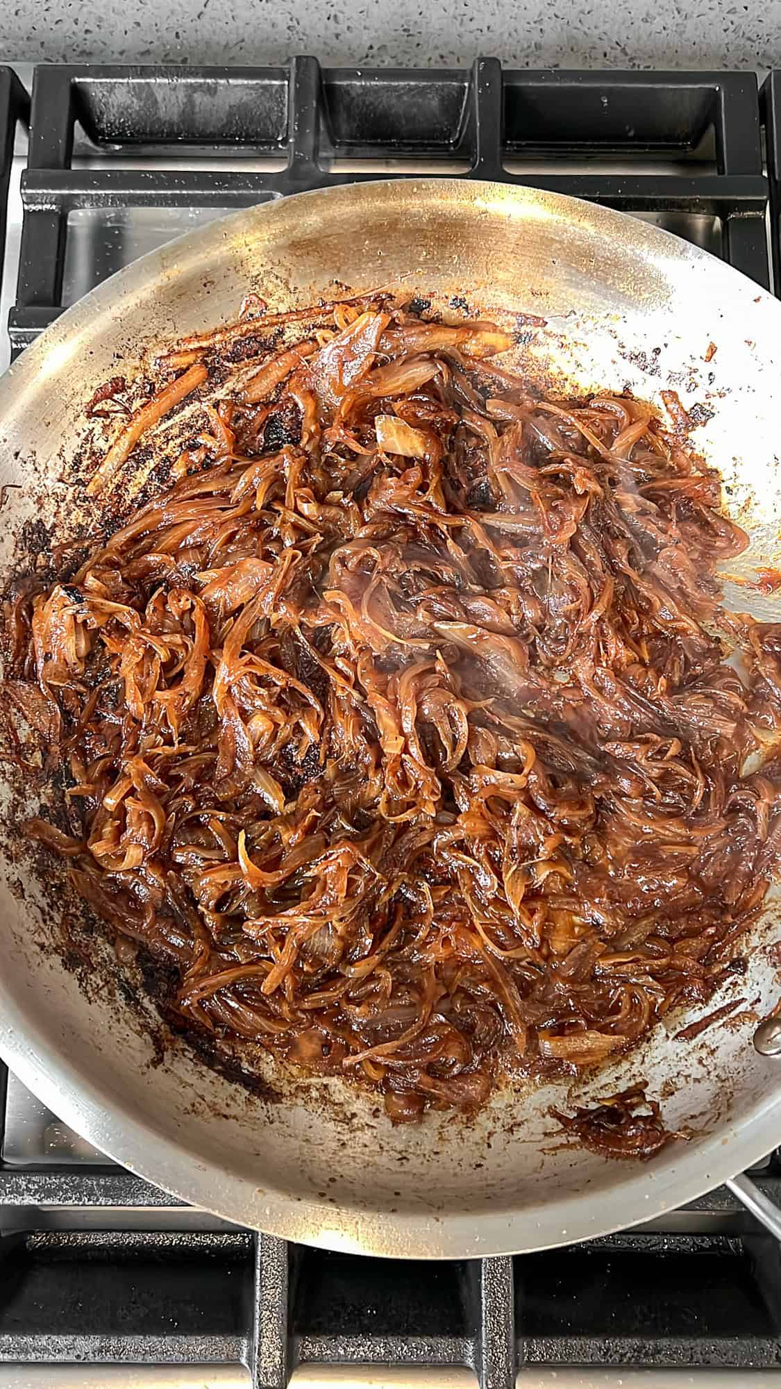 caramelized onions in the pan