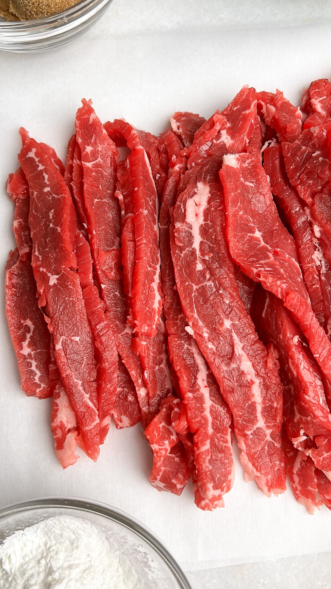 flank steak in thin slices