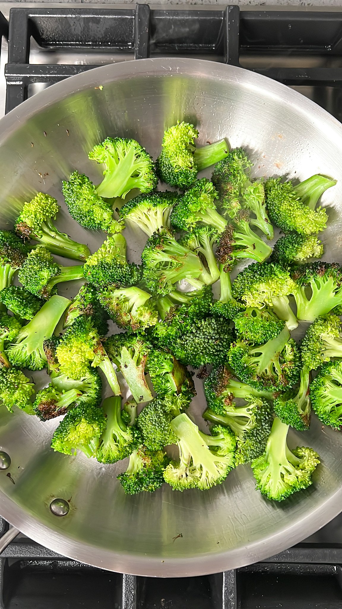 broccoli searing in pan