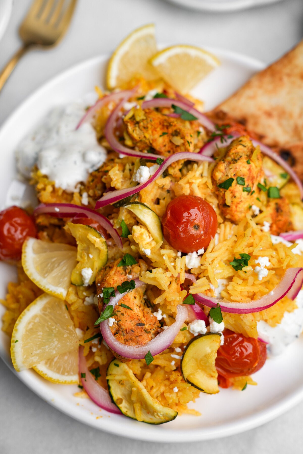 chicken tzatziki casserole on a plate