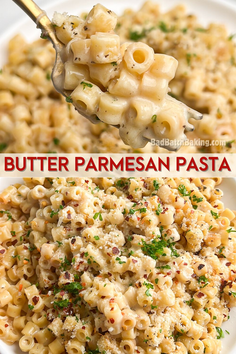 butter parmesan pasta on a plate