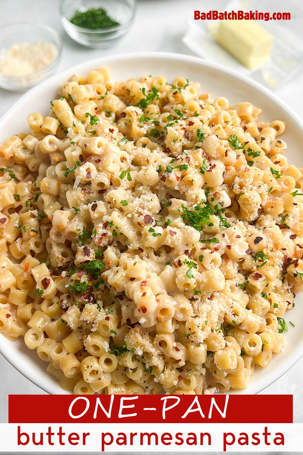 butter parmesan pasta on a plate